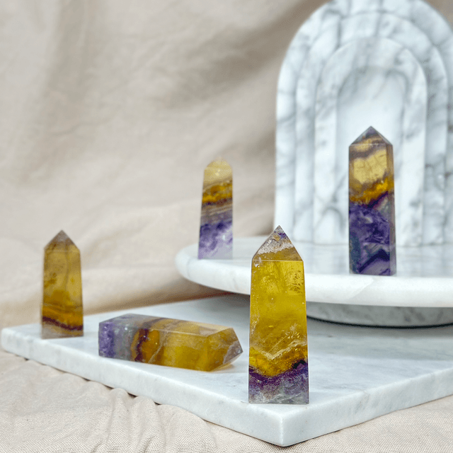 Yellow + Purple Fluorite Tower (High Quality) #3