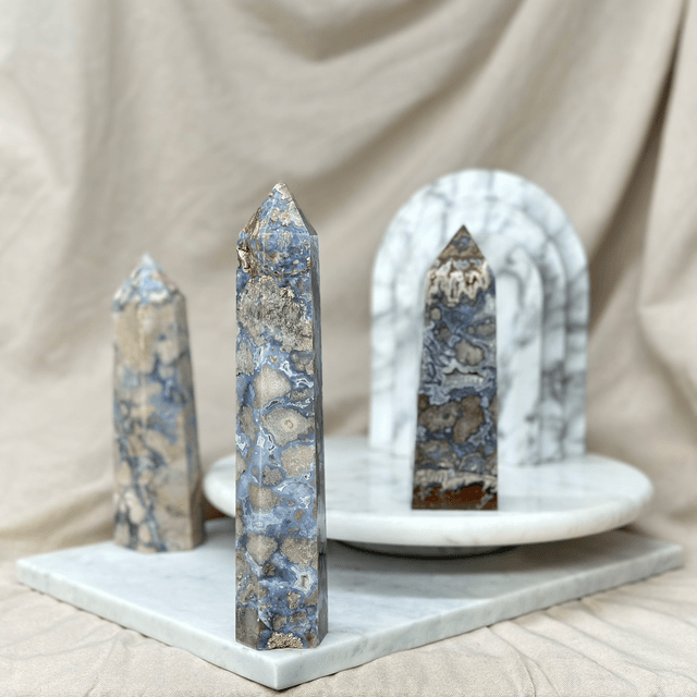 Blue Flower Agate Tower #6