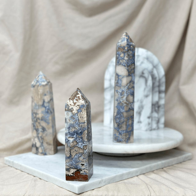 Blue Flower Agate Tower #5