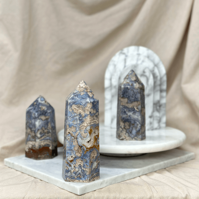 Blue Flower Agate Tower #3