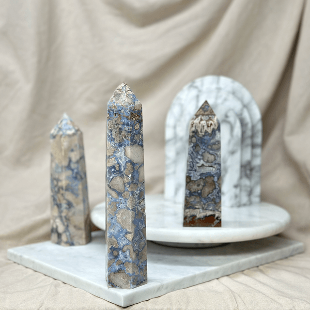 Blue Flower Agate Tower #6