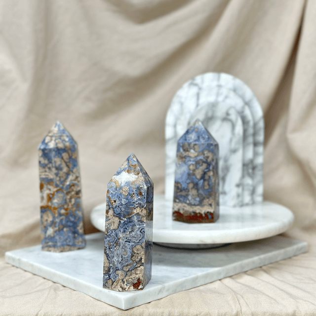 Blue Flower Agate Tower #1