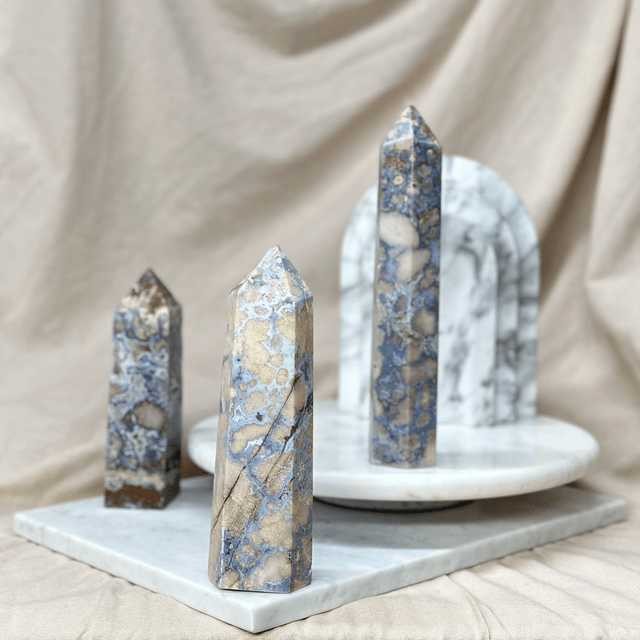 Blue Flower Agate Tower #4