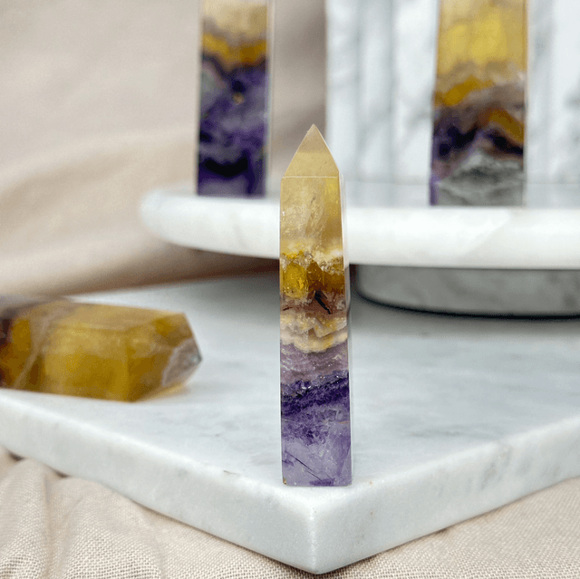 Yellow + Purple Fluorite Tower (High Quality) #3
