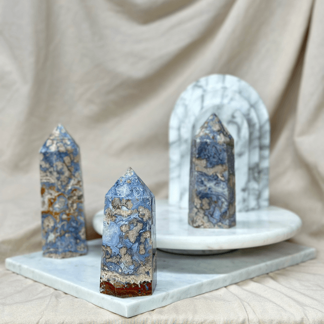 Blue Flower Agate Tower #2