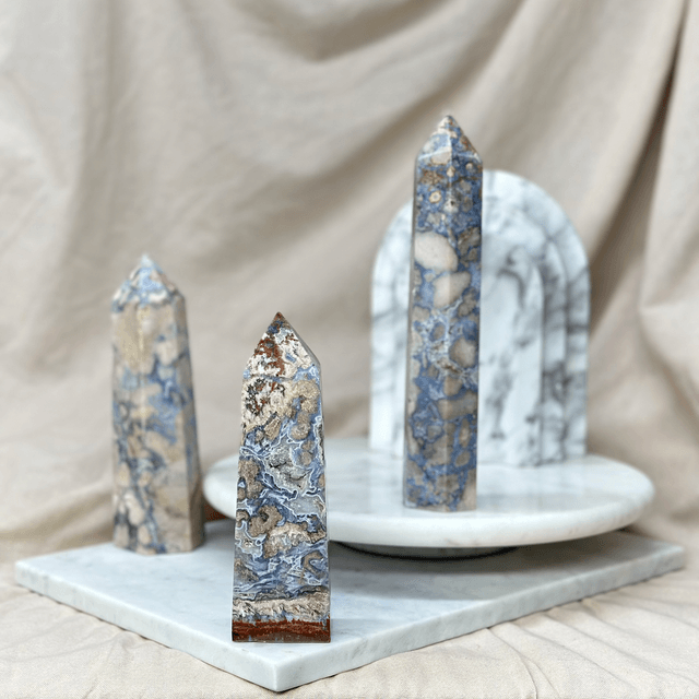 Blue Flower Agate Tower #5