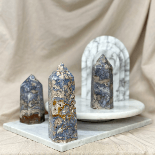 Blue Flower Agate Tower #3