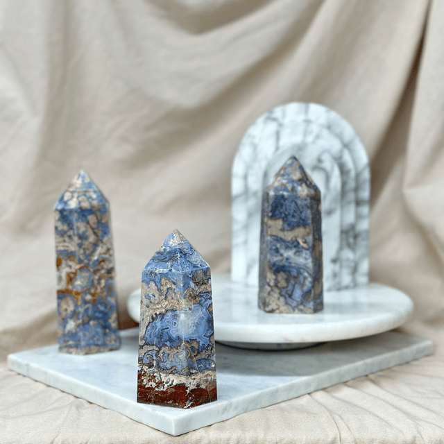 Blue Flower Agate Tower #2