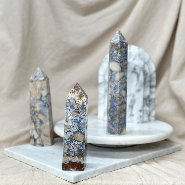 Blue Flower Agate Tower #5
