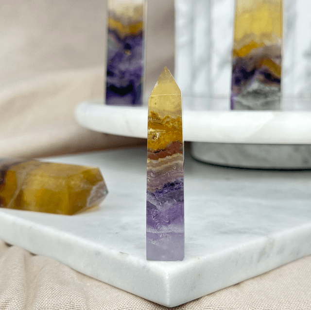 Yellow + Purple Fluorite Tower (High Quality) #3