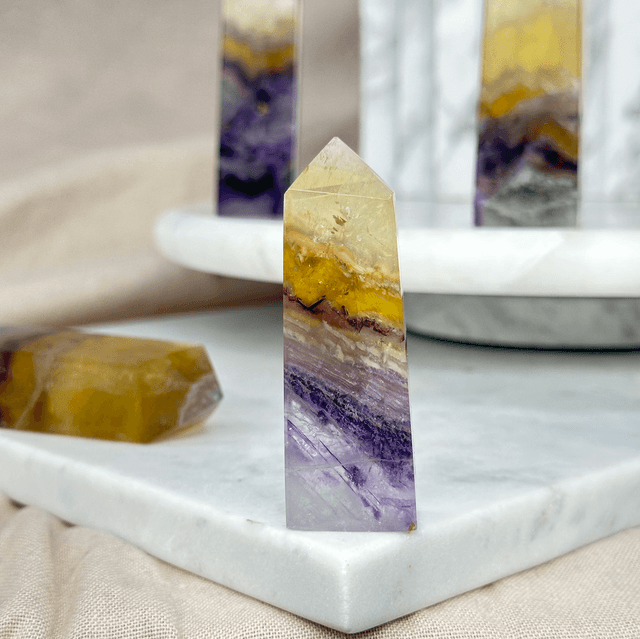 Yellow + Purple Fluorite Tower (High Quality) #3