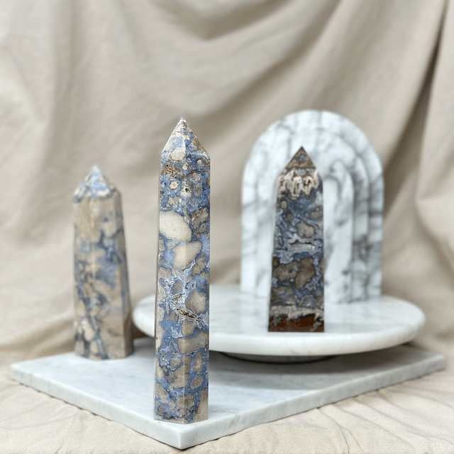 Blue Flower Agate Tower #6