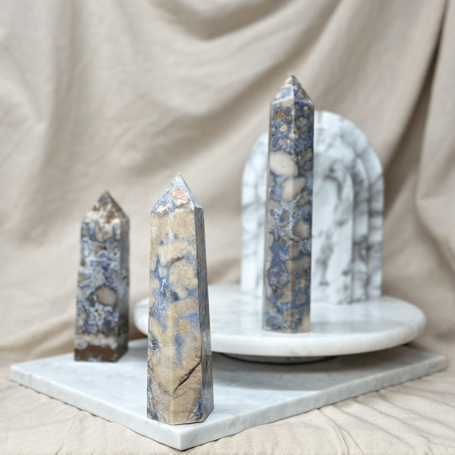 Blue Flower Agate Tower #4