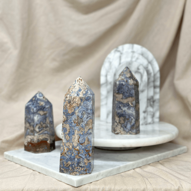 Blue Flower Agate Tower #3