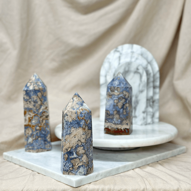 Blue Flower Agate Tower #1