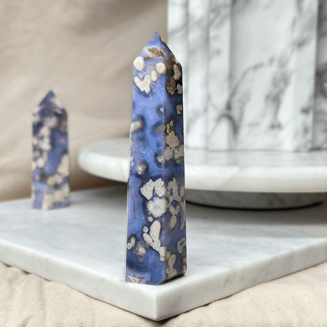 Blue Flower Agate Tower (High Quality) C
