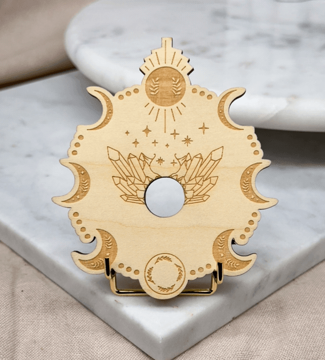 Moon Cycle Wood Sphere Holder