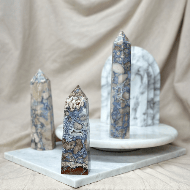 Blue Flower Agate Tower #5