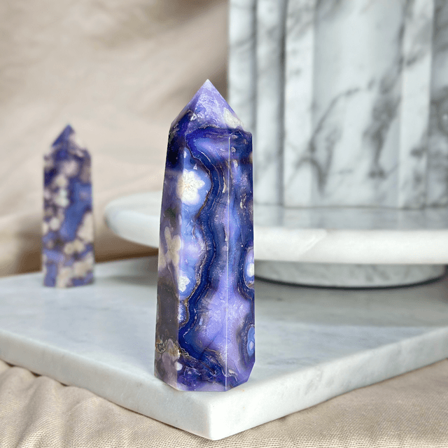 Blue Flower Agate Tower (High Quality) B