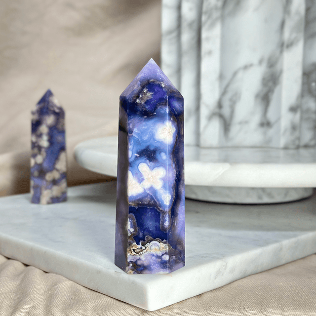 Blue Flower Agate Tower (High Quality) B